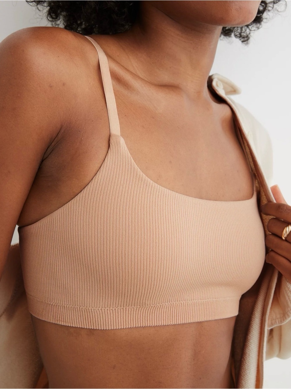Aerie Superchill Seamless Padded Scoop Bralette in Sands